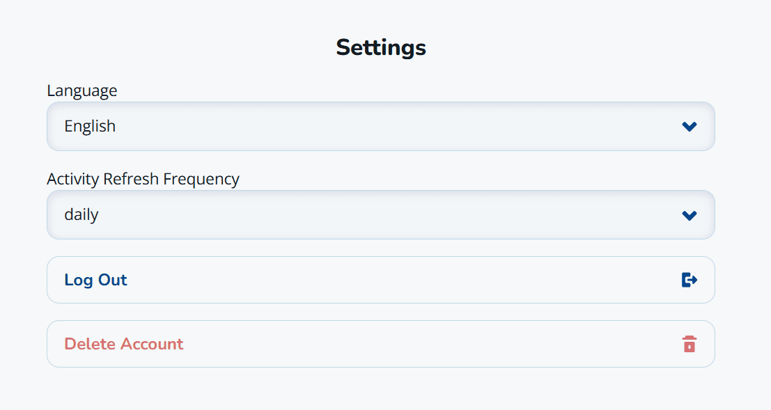 Delete account option
