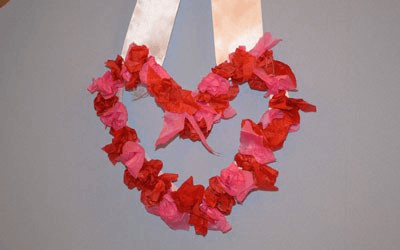 Tissue paper wreath for an arts and crafts idea for fine motor skills development