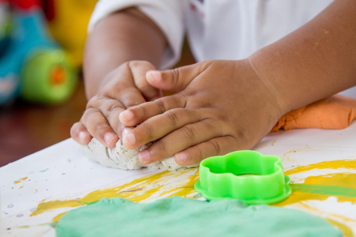 Let kids make heart shaped molds with play dough