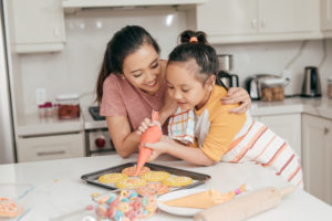 Baking can be a fun activity for kids in winter