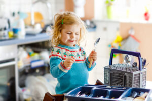 Age appropriate chores depend on motor skills and communication