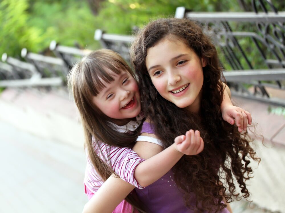 two happy girls together