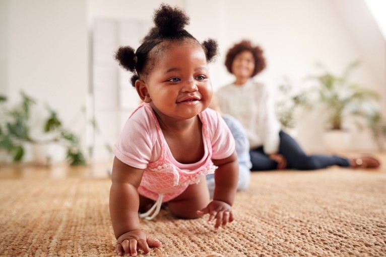 Classic hands and knees crawl is the most common type of baby crawl