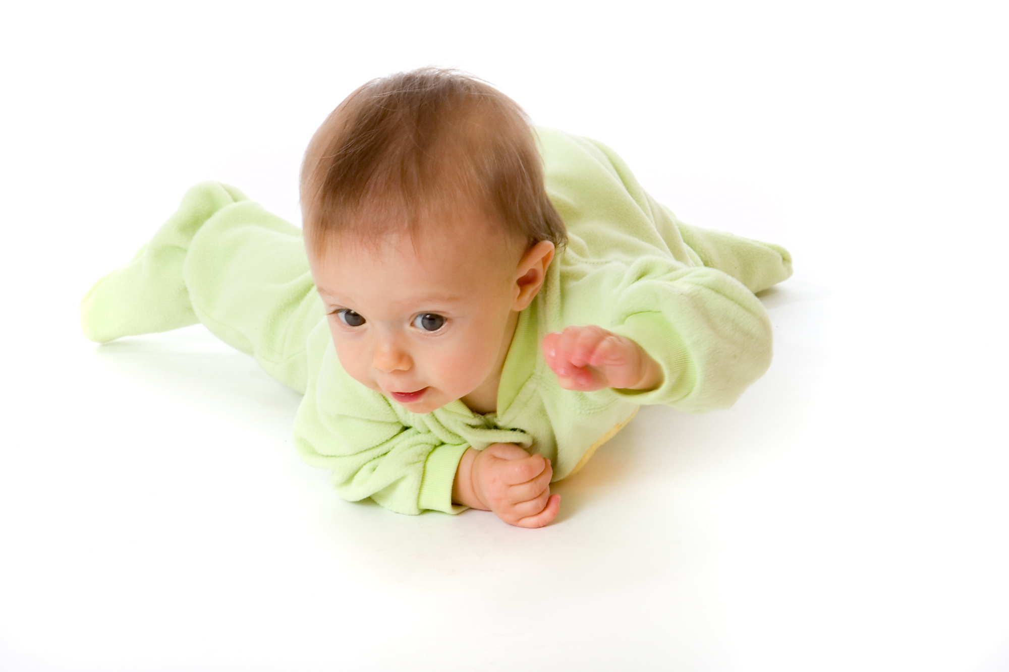 Belly crawl is another type of baby crawl that baby can do when they develop enough core strength