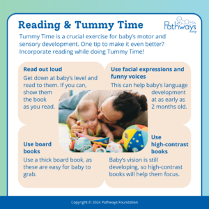 Reading during tummy time can make it fun for baby