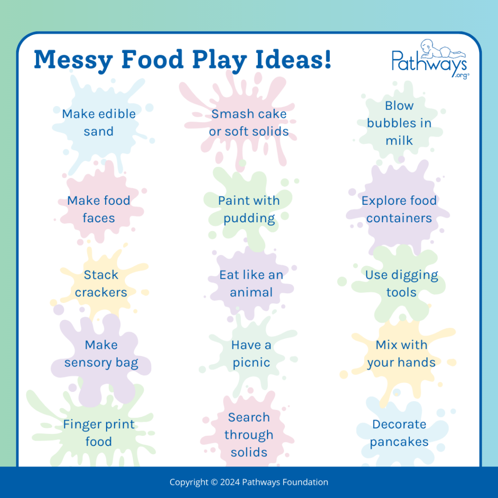 Messy food play ideas for babies and toddlers.