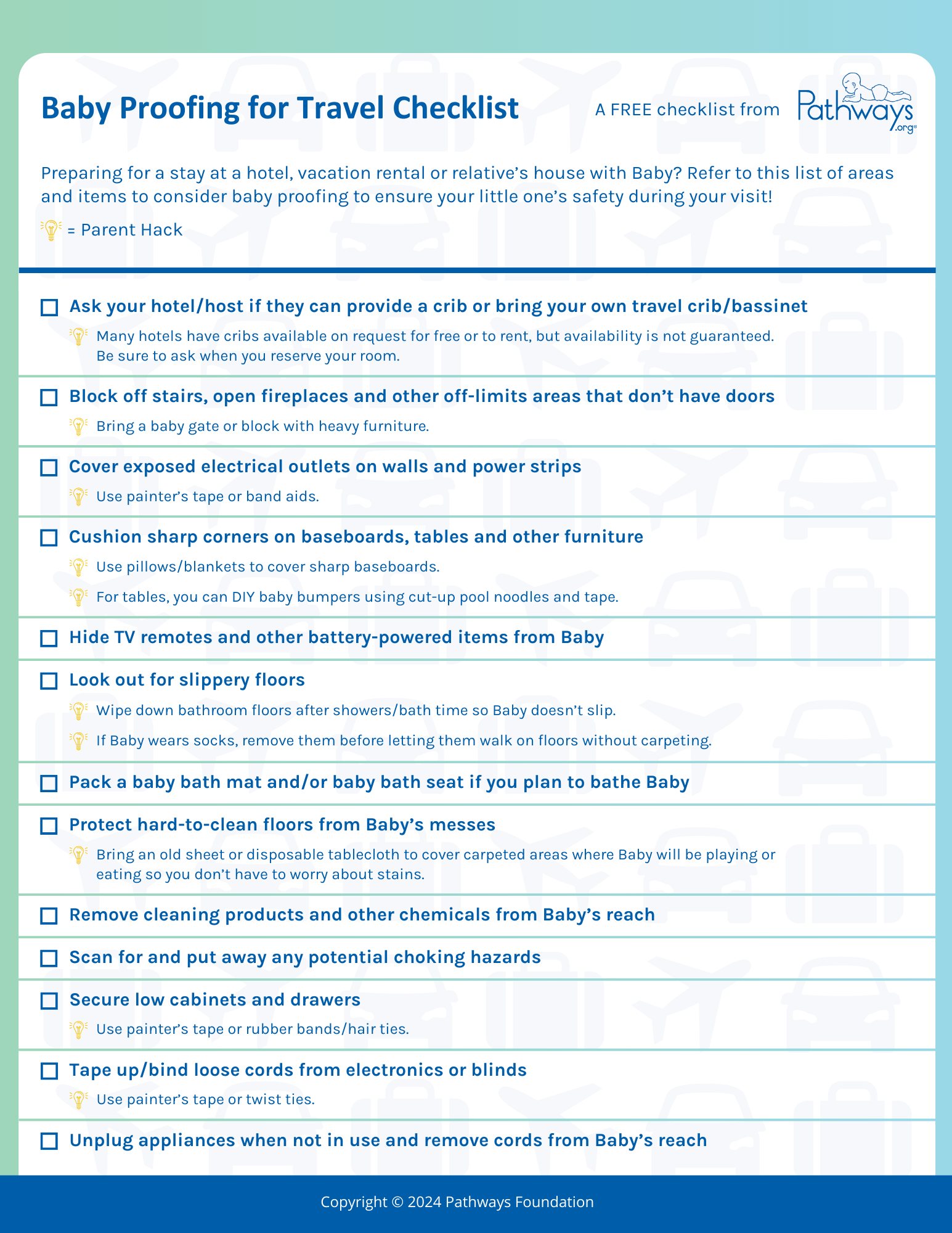 Baby Proofing for Travel Checklist